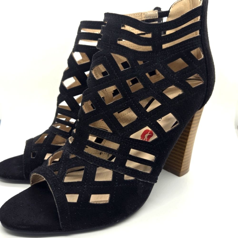 Hot Kiss Women's Black Casey Cutout Gladiator Heel Sandals Pumps 8
